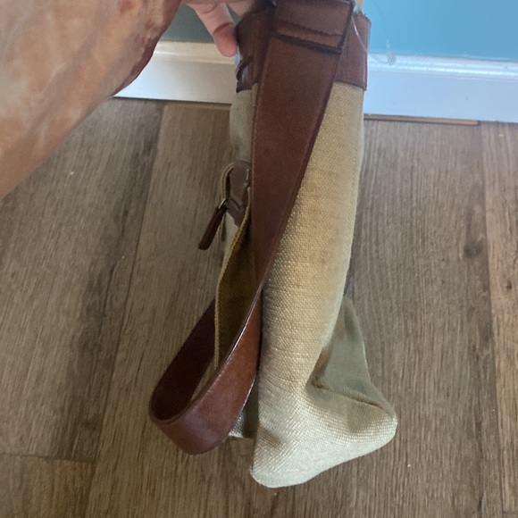 Relic vegan leather and canvas utility academic Crossbody tote bag. Preppy - Picture 3 of 8